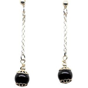 Ball & Chain Black Earrings